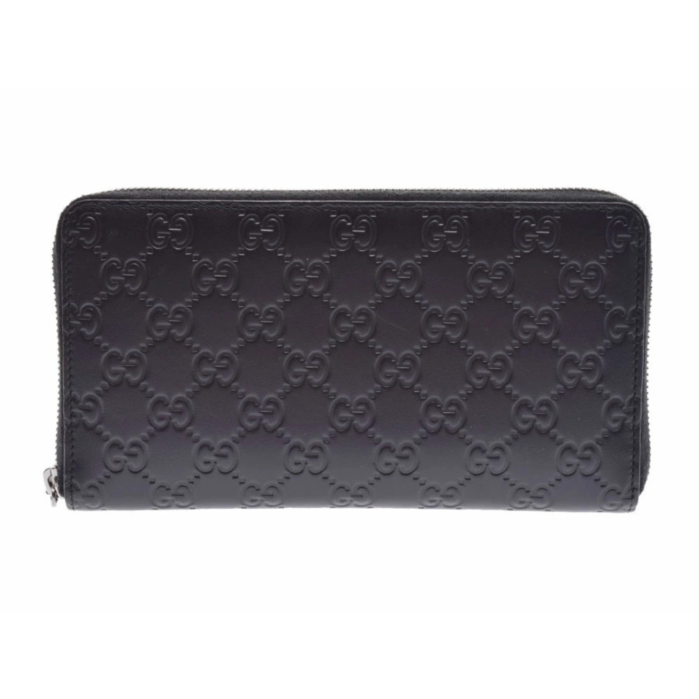 Gucci Guccissima Round Organizer Calfskin Black Long Wallet - Picture 1 of 8